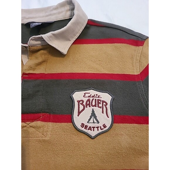 Vintage Eddie Bauer Shirt Mens Sm Stripe Classic Rugby Sailing Y2K Seattle - Picture 3 of 7